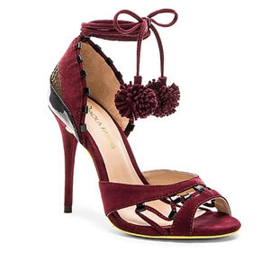 Paola Fabris Daido Heel Purple Pom Pom Wrap Ankle